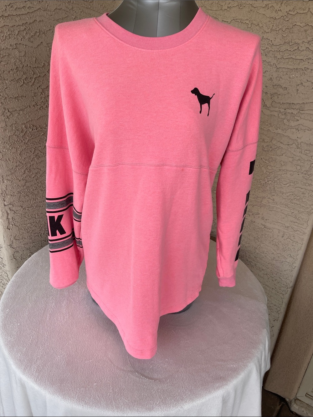 PINK Victoria's Secret Pink Crewneck tunic Sweatshirt with Logo Sleeves
